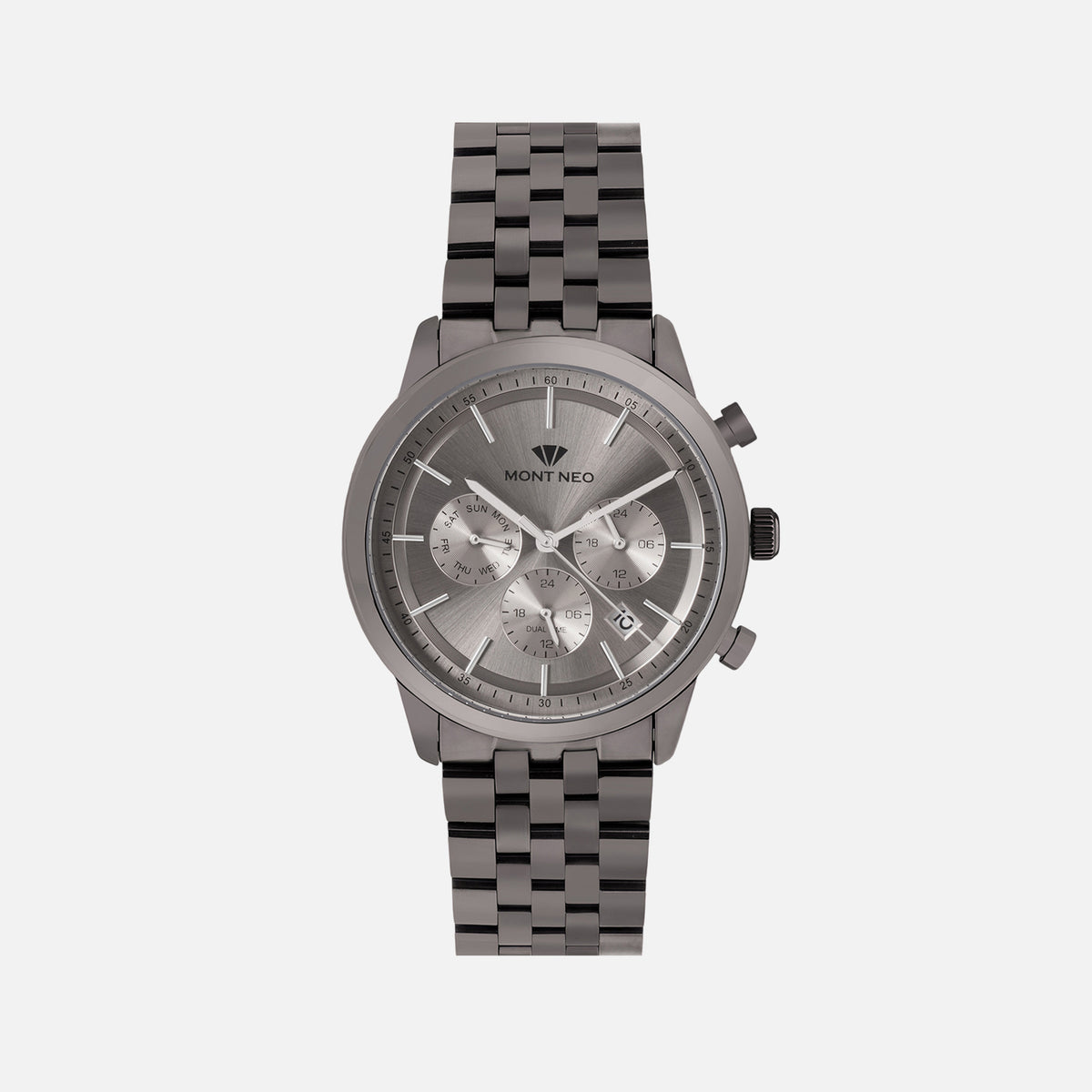 Men Quartz Grey Dial Multi-Function Metal Watch 3511M-M7715