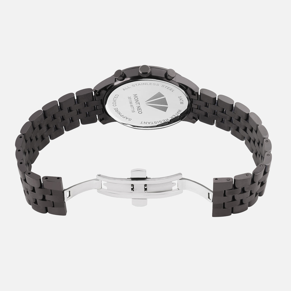Men Quartz Grey Dial Multi-Function Metal Watch 3511M-M7715