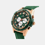 Men Quartz Green Dial Multi-Function Leather Watch 3512M-L31014