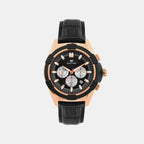 Men Quartz Black Dial Multi-Function Leather Watch 3512M-L3404