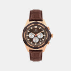 Men Quartz Brown Dial Multi-Function Leather Watch 3512M-L3606