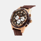 Men Quartz Brown Dial Multi-Function Leather Watch 3512M-L3606