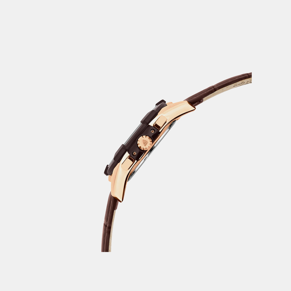 Men Quartz Brown Dial Multi-Function Leather Watch 3512M-L3606