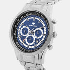 Men Quartz Blue Dial Multi-Function Metal Watch 3513M-M1405