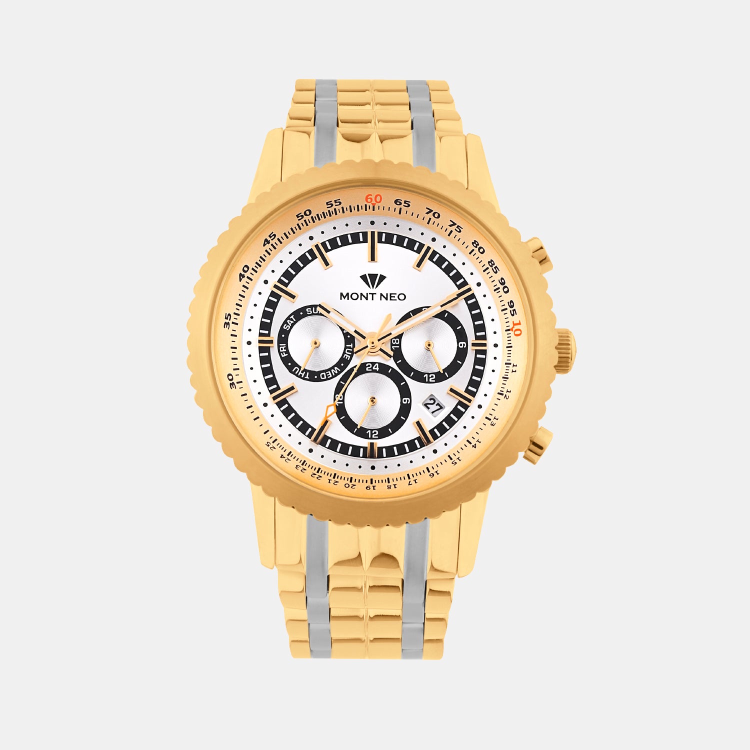 Men Quartz Silver Dial Multi-Function Metal Watch 3513M-M2203