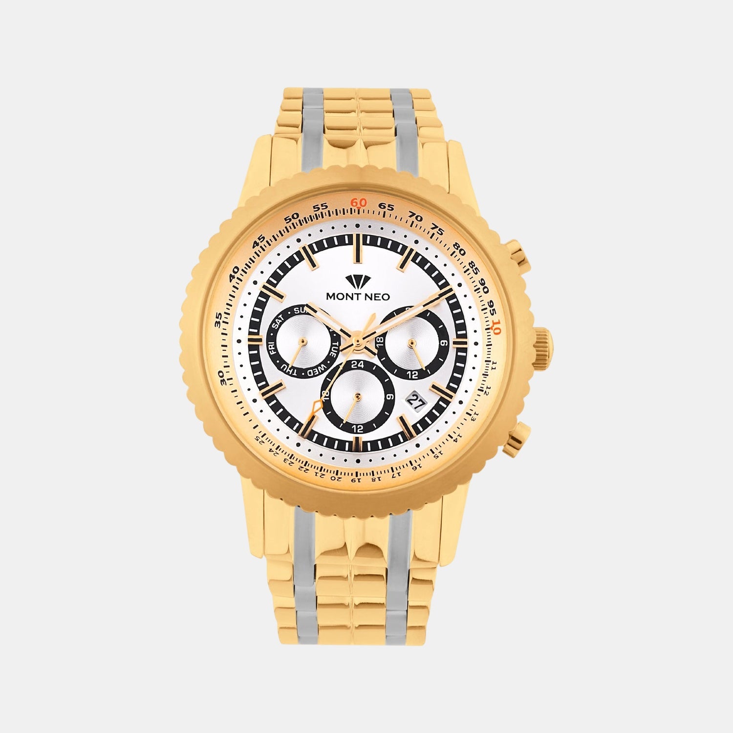 Men Quartz Silver Dial Multi-Function Metal Watch 3513M-M2203