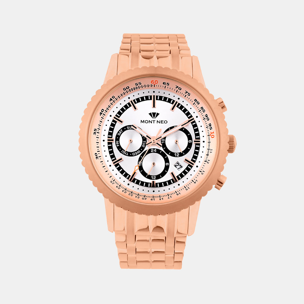 Men Quartz Silver Dial Multi-Function Metal Watch 3513M-M3303