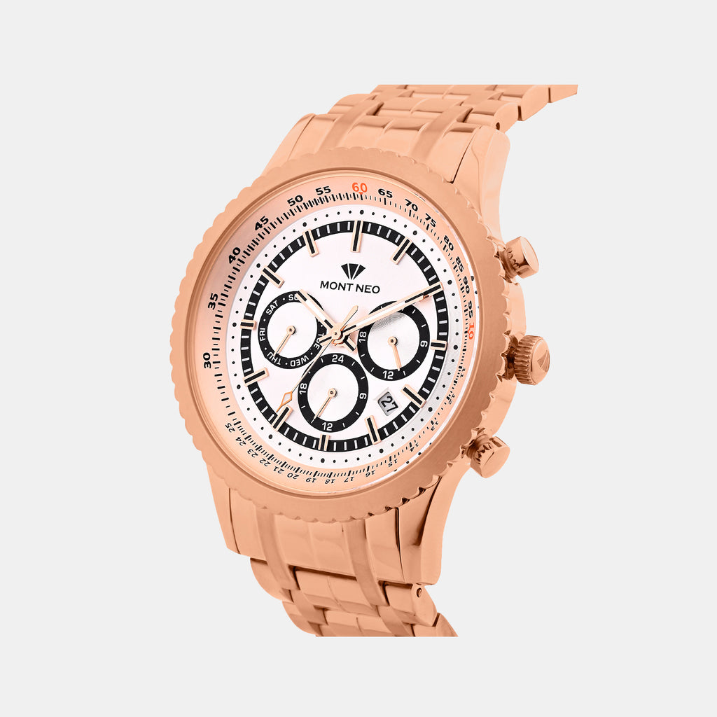 Men Quartz Silver Dial Multi-Function Metal Watch 3513M-M3303