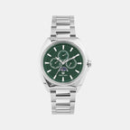 Men Quartz Green Dial Multi-Function Stainless Steel Watch 3514M-M1114