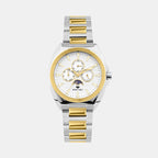 Men Quartz Silver Dial Multi-Function Stainless Steel Watch 3514M-M1203