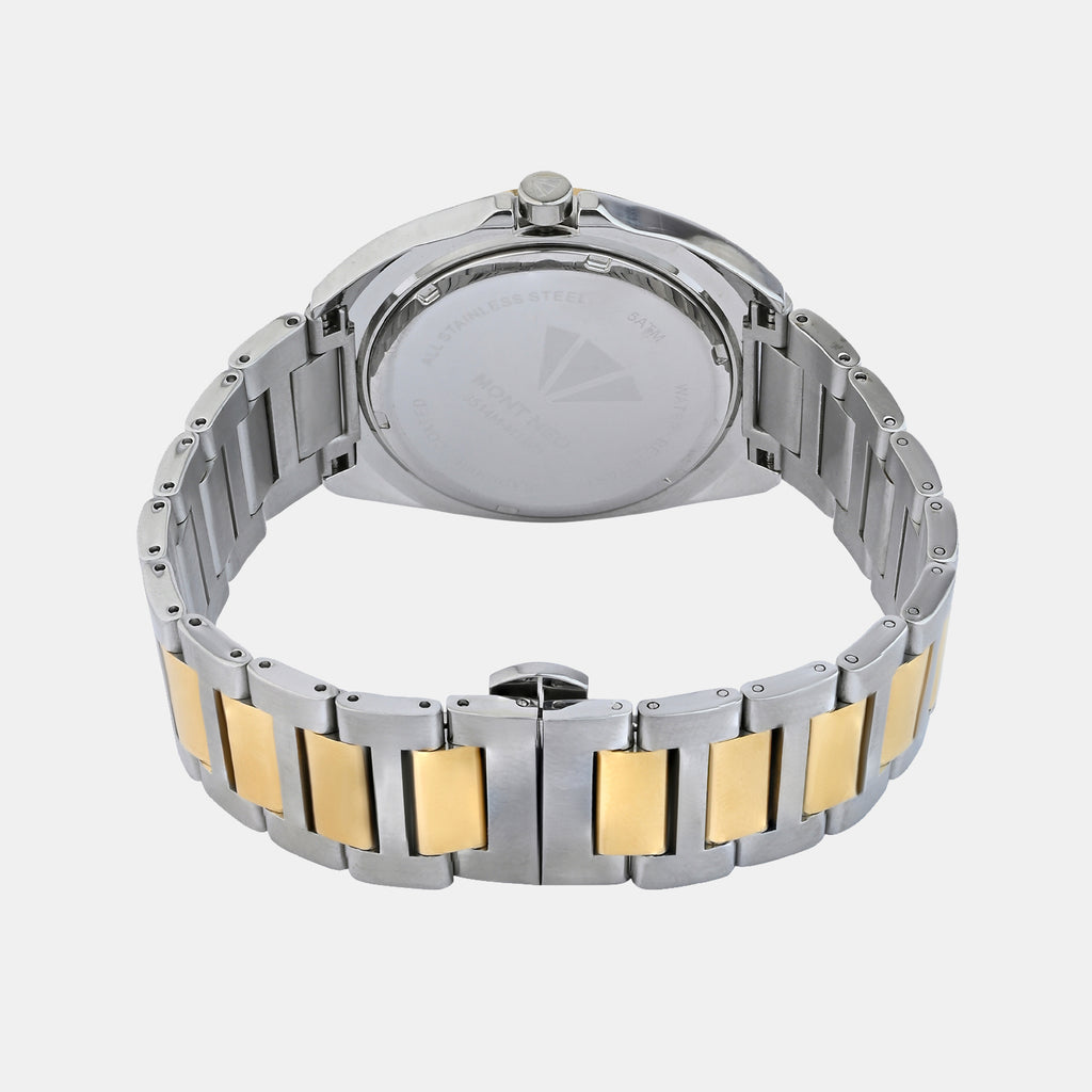 Men Quartz Silver Dial Multi-Function Stainless Steel Watch 3514M-M1203