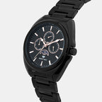 Men Quartz Black Dial Multi-Function Stainless Steel Watch 3514M-M4404