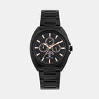 Men Quartz Black Dial Multi-Function Stainless Steel Watch 3514M-M4404