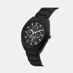 Men Quartz Black Dial Multi-Function Stainless Steel Watch 3514M-M4404