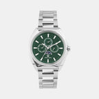 Men Quartz Green Dial Multi-Function Stainless Steel Watch 3514M-M1114