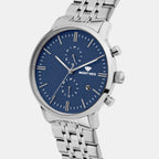 Men Quartz Blue Dial Multi-Function Metal Watch 3515E-M1105