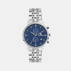 Men Quartz Blue Dial Multi-Function Metal Watch 3515E-M1105