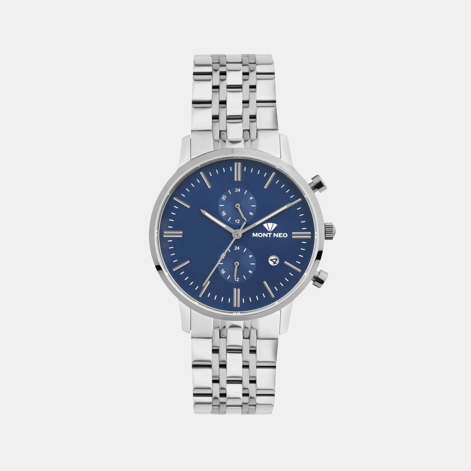 Men Quartz Blue Dial Multi-Function Metal Watch 3515E-M1105