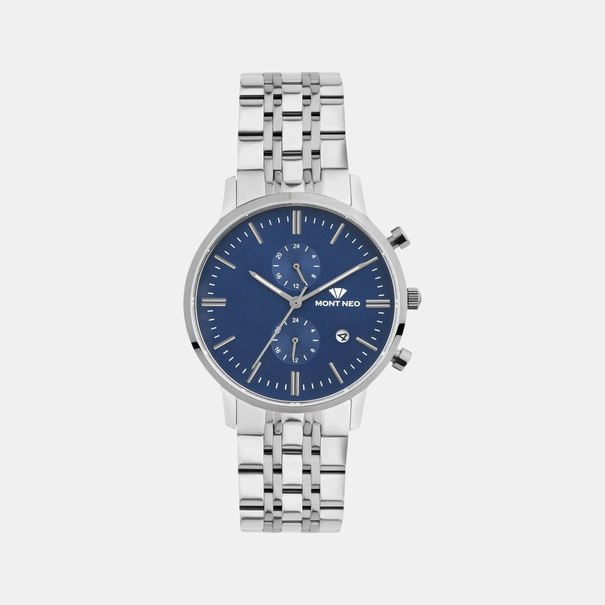 Men Quartz Blue Dial Multi-Function Metal Watch 3515E-M1105