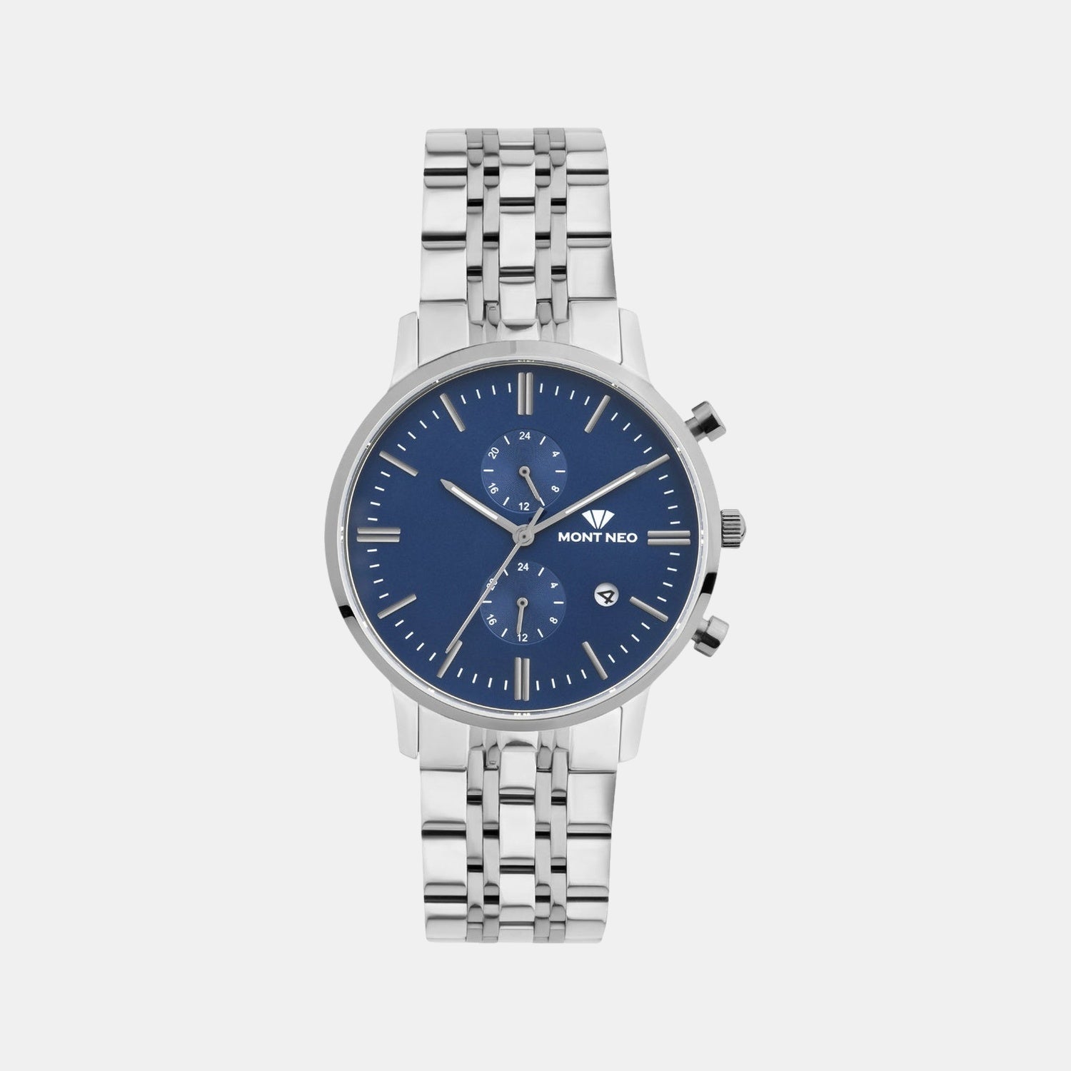 Men Quartz Blue Dial Multi-Function Metal Watch 3515E-M1105