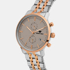Men Quartz Grey Dial Multi-Function Stainless Steel Watch 3515E-M1315