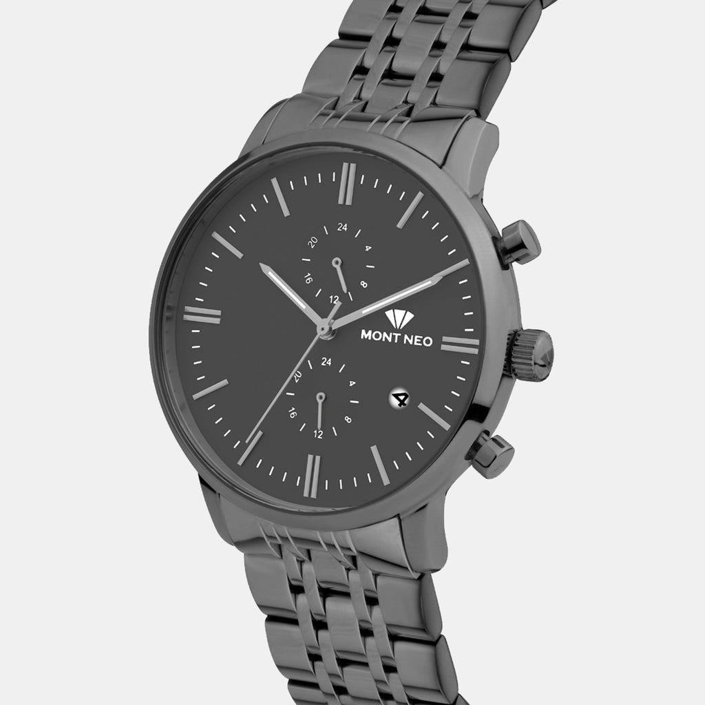 Men Quartz Grey Dial Multi-Function Metal Watch 3515E-M8816