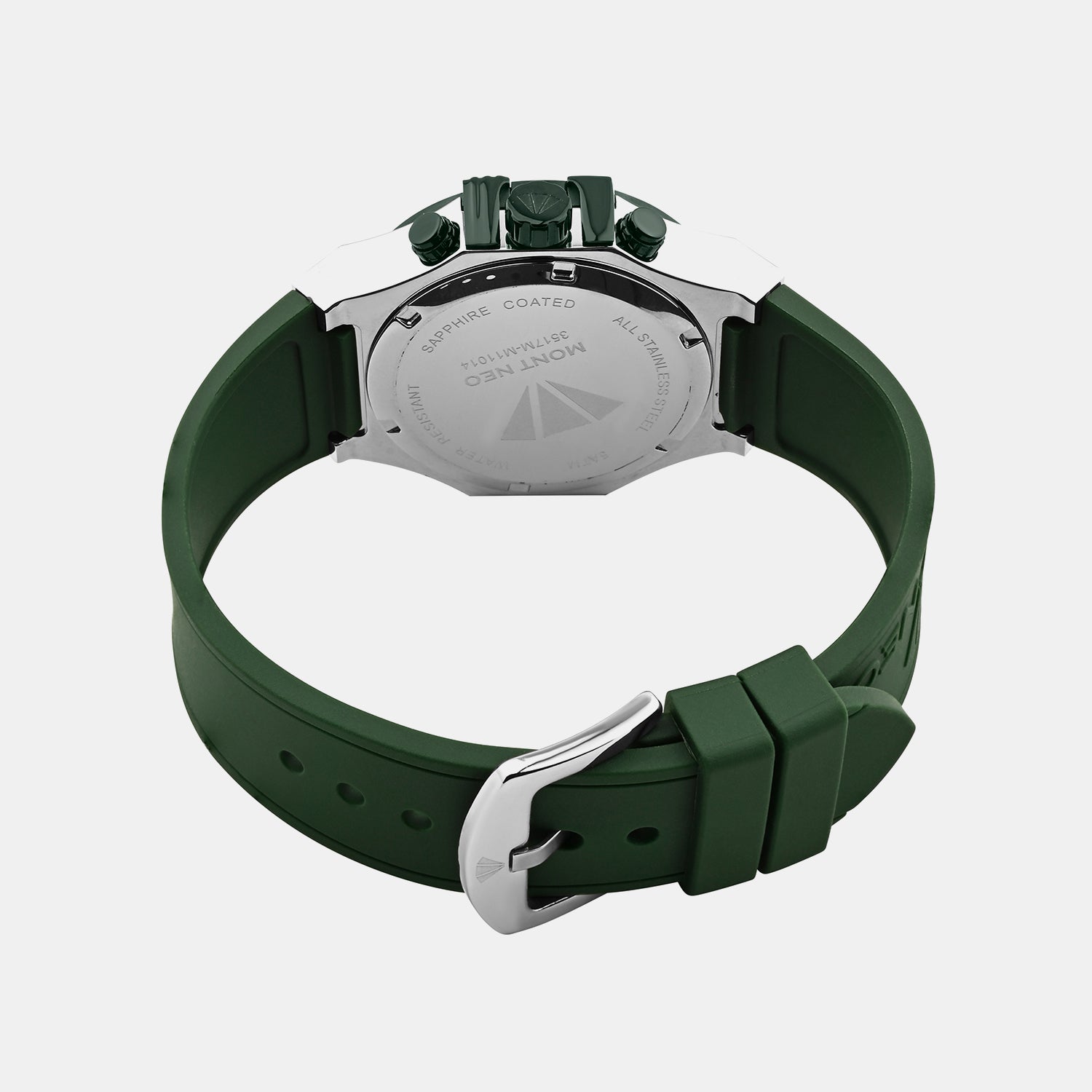 Men Quartz Green Dial Multi-Function Silicone Watch 3517M-M11014