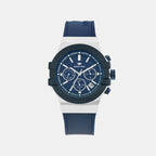 Men Quartz Blue Dial Multi-Function Silicone Watch 3517M-M7505
