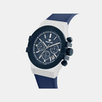 Men Quartz Blue Dial Multi-Function Silicone Watch 3517M-M7505
