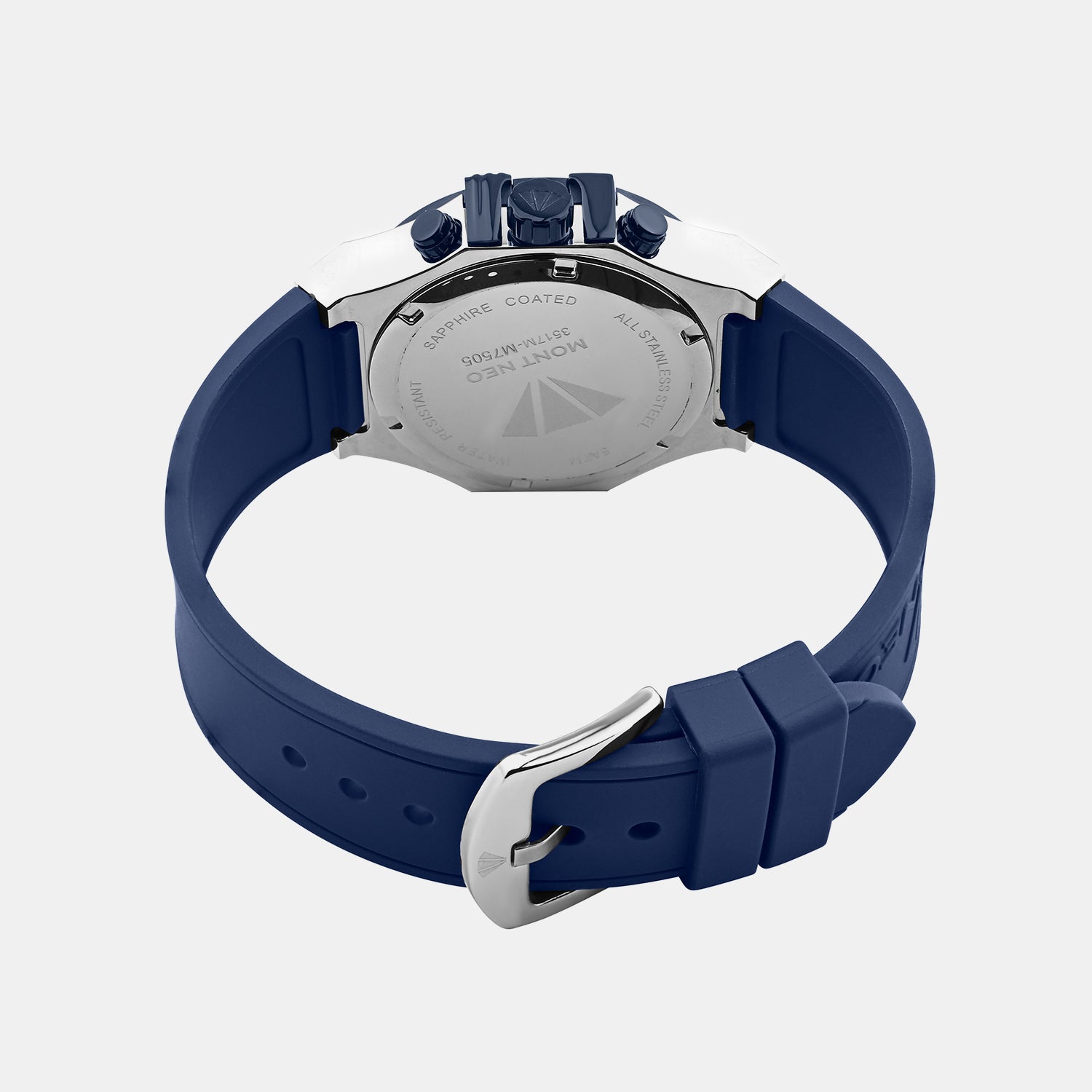 Men Quartz Blue Dial Multi-Function Silicone Watch 3517M-M7505