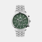 Men Quartz Green Dial Multi-Function Stainless Steel Watch 3518M-M1114