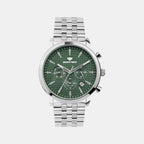 Men Quartz Green Dial Multi-Function Stainless Steel Watch 3518M-M1114