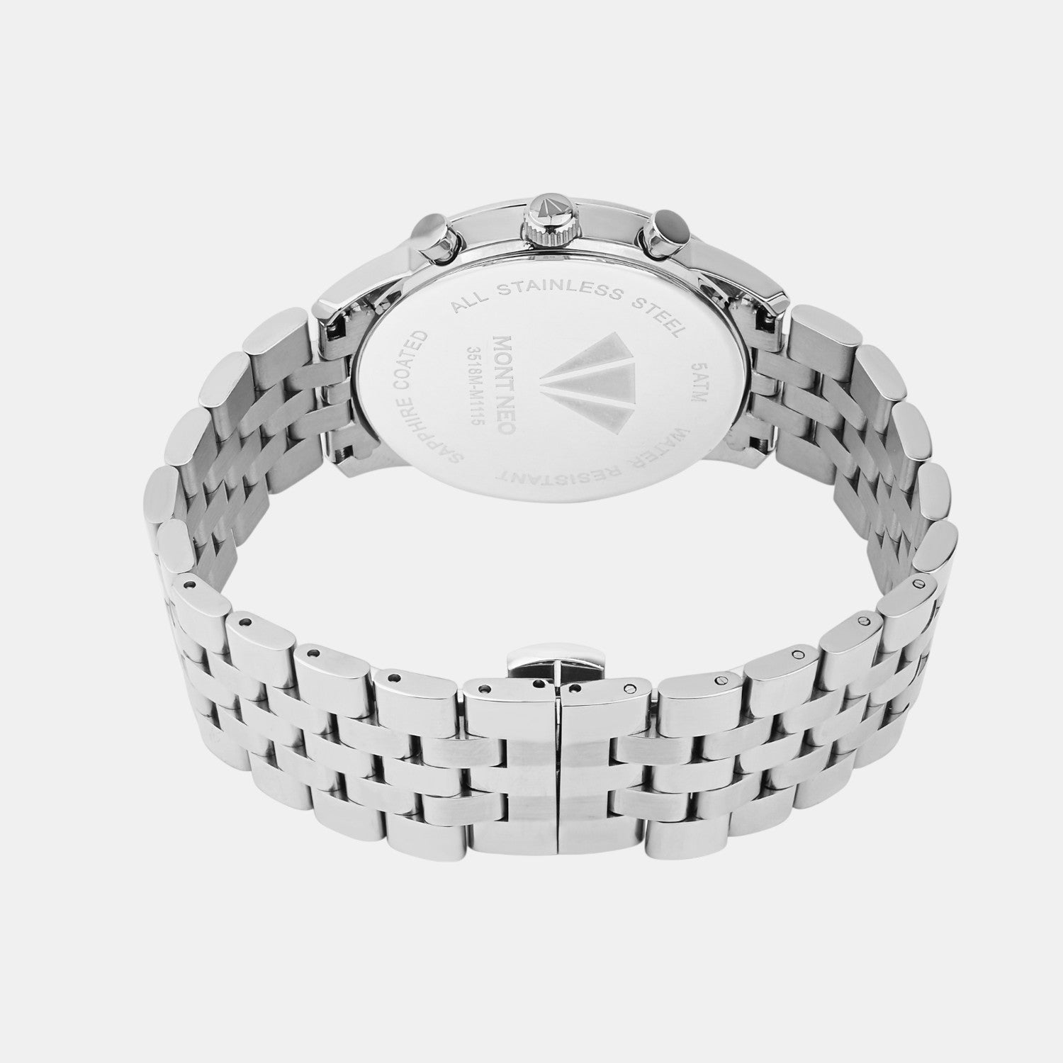 Men Quartz Grey Dial Multi-Function Stainless Steel Watch 3518M-M1115