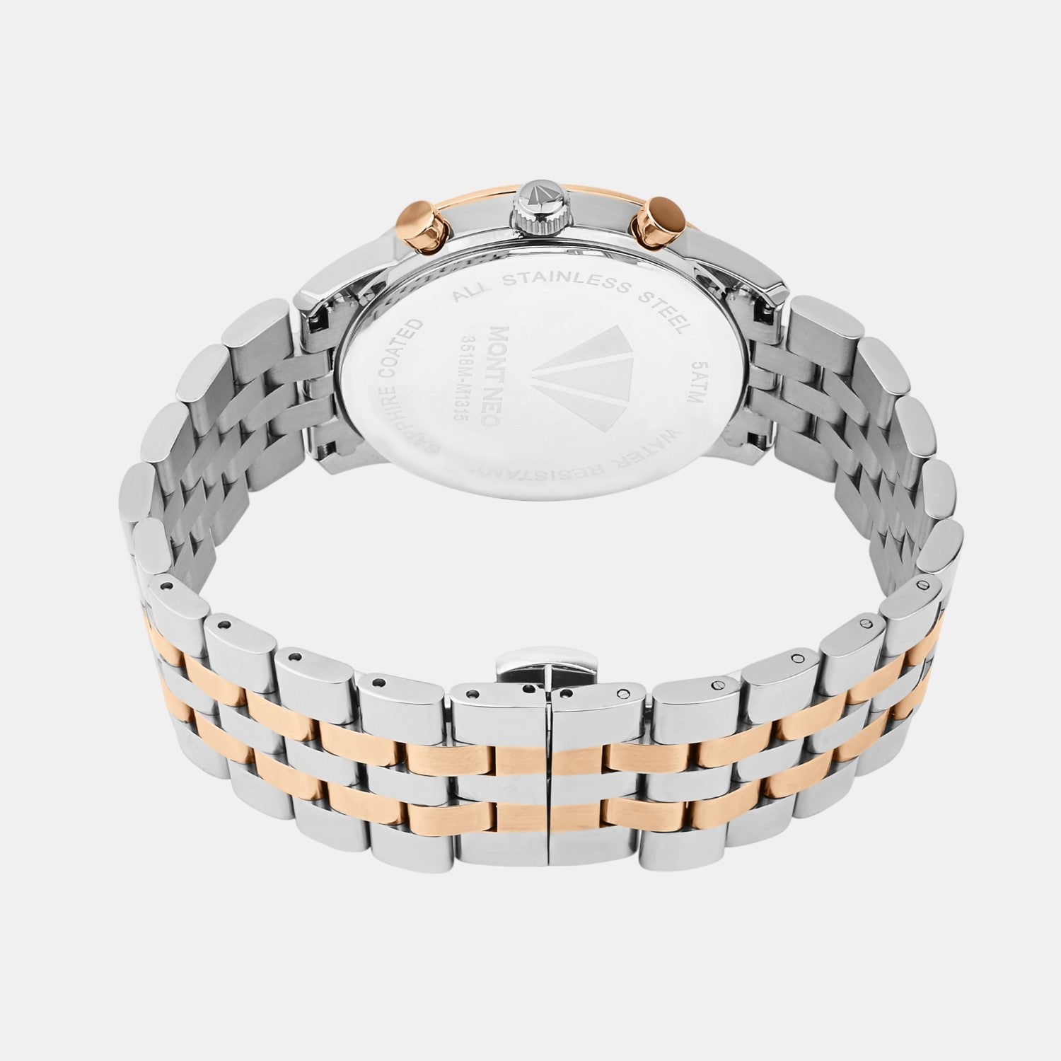 Men Quartz Grey Dial Multi-Function Stainless Steel Watch 3518M-M1315