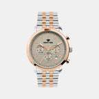 Men Quartz Grey Dial Multi-Function Stainless Steel Watch 3518M-M1315