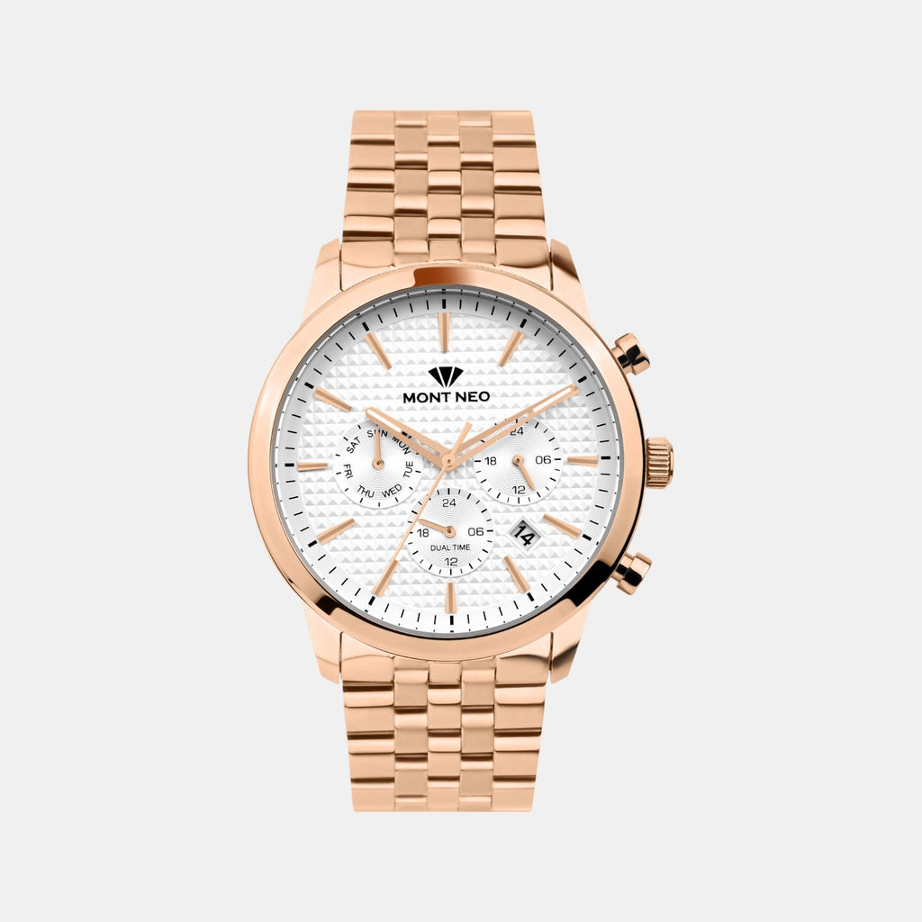 Men Quartz Silver Dial Multi-Function Stainless Steel Watch 3518M-M3303