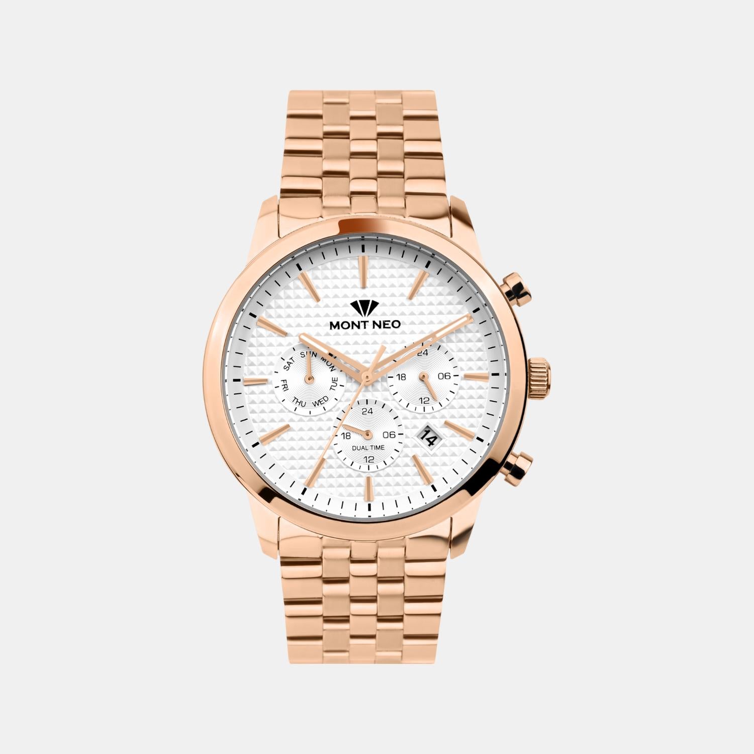 Men Quartz Silver Dial Multi-Function Stainless Steel Watch 3518M-M3303