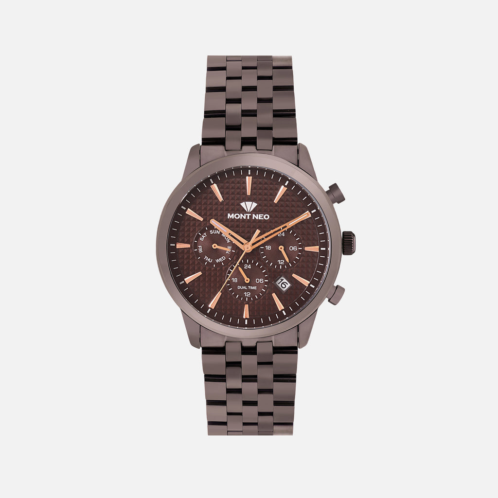 Women Quartz Brown Dial Multi-Function Stainless Steel Watch 3518M-M36606
