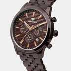 Men Quartz Brown Dial Multi-Function Metal Watch 3518M-M6606