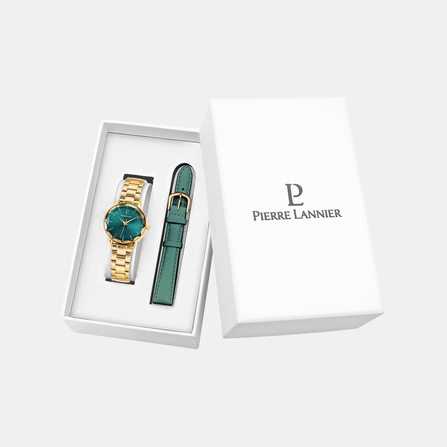Multiples Women Quartz Green Dial Analog Stainless Steel Watch 351K562