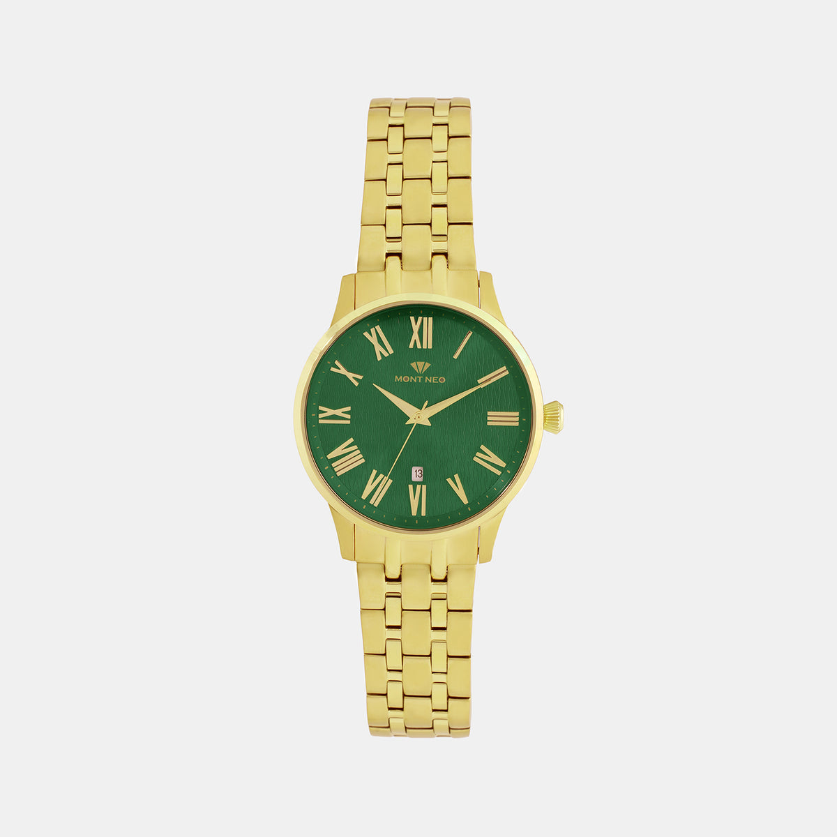 Men Quartz Green Dial Analog Metal Watch 3520D-M2214