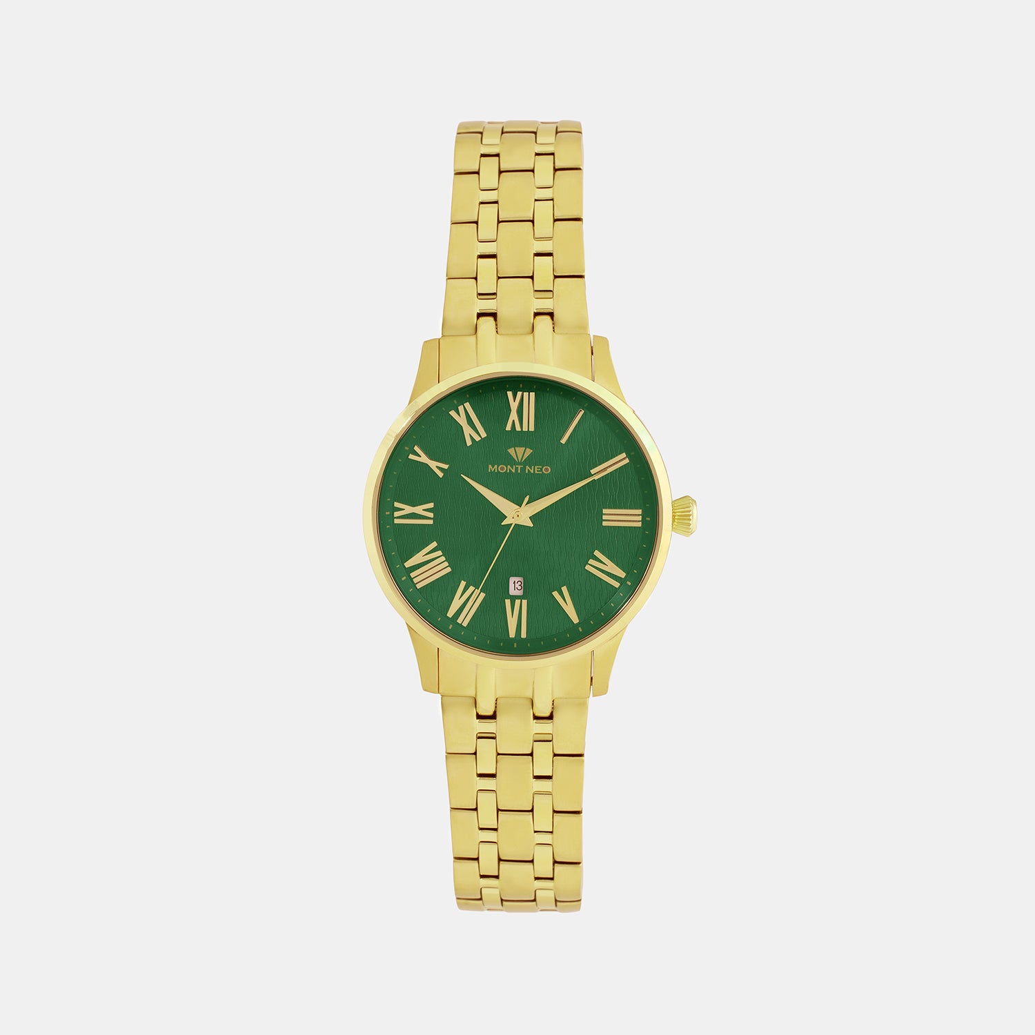 Men Quartz Green Dial Analog Metal Watch 3520D-M2214