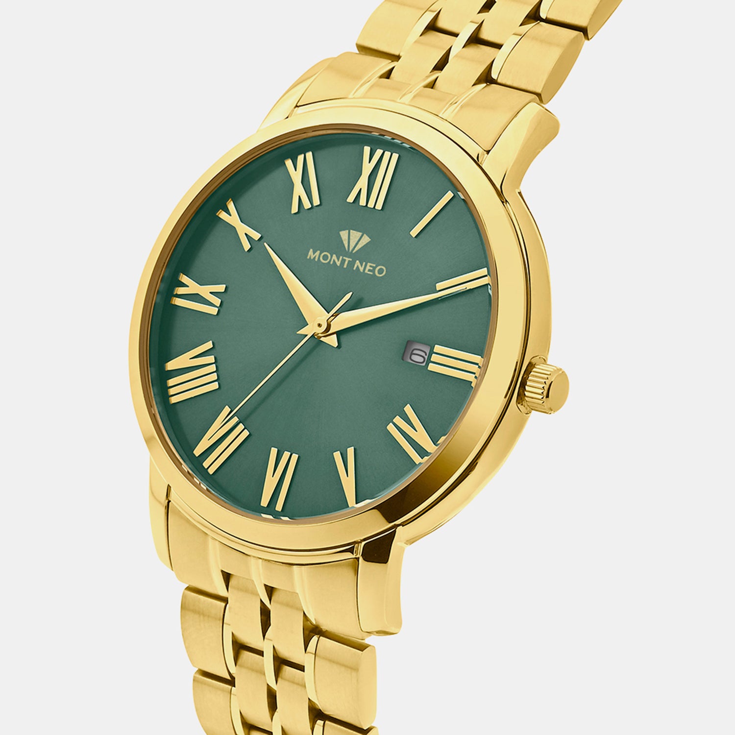 Men Quartz Green Dial Analog Metal Watch 3521E-M2214