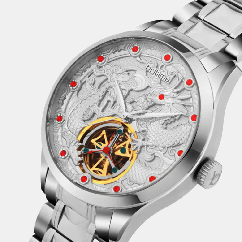 Men Automatic Silver Dial Analog Stainless Steel Watch 359-M10301