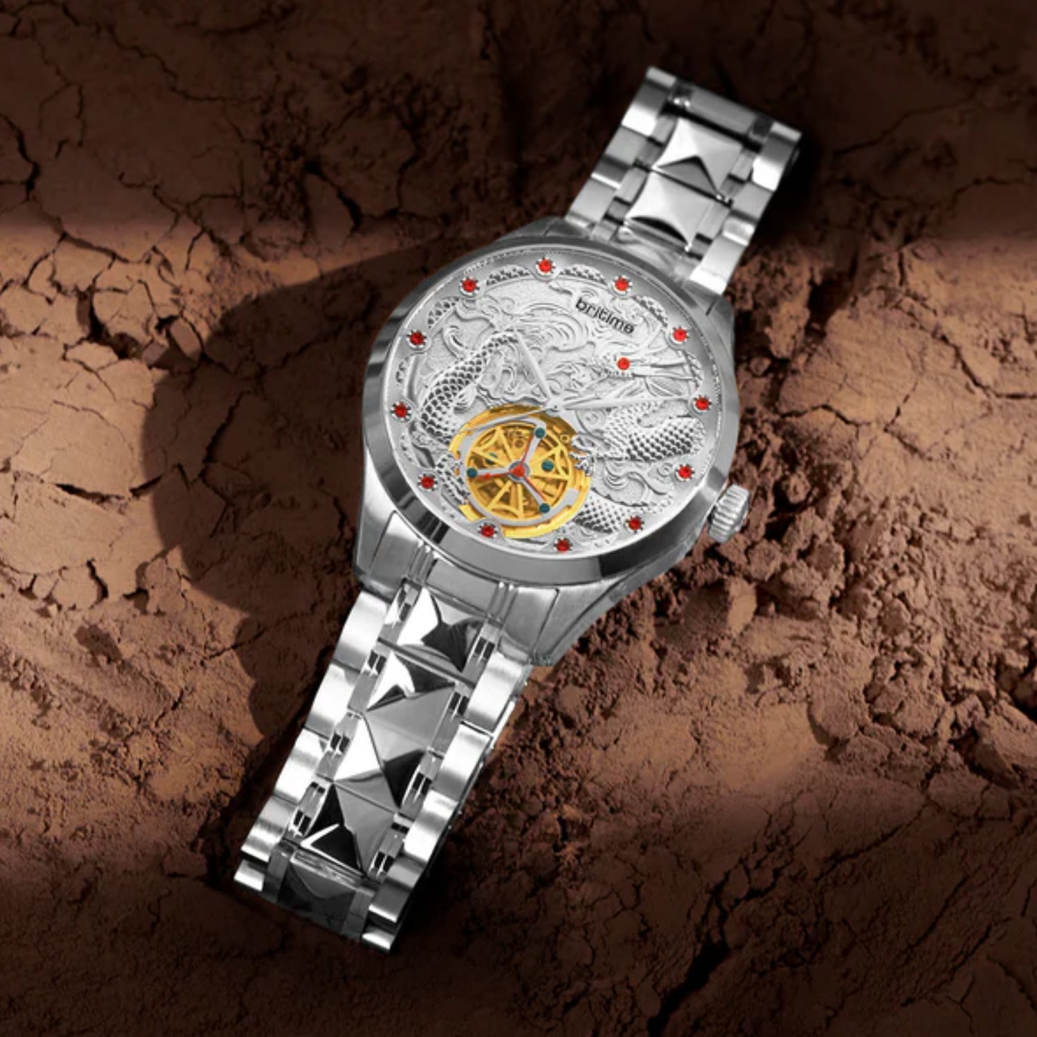 Men Automatic Silver Dial Analog Stainless Steel Watch 359-M10301