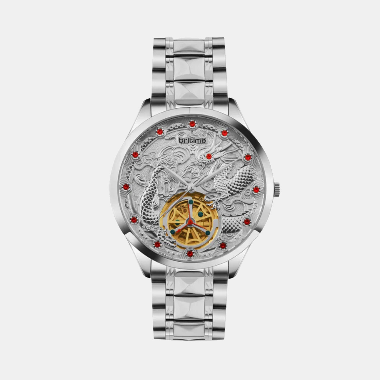 Men Automatic Silver Dial Analog Stainless Steel Watch 359-M10301