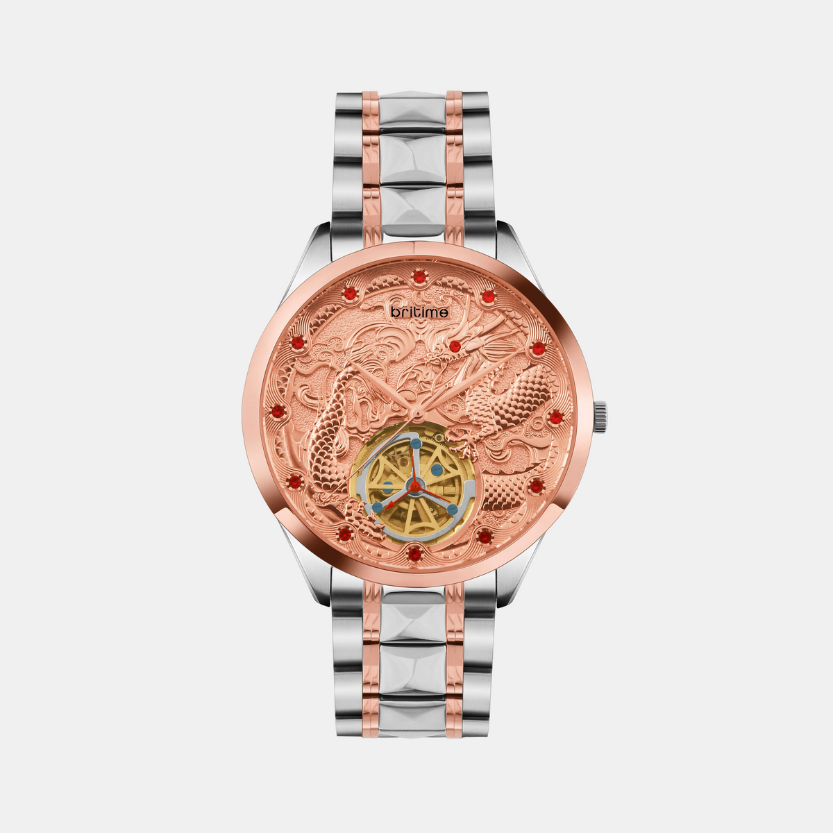 Men Automatic Rose Gold Dial Analog Metal Watch 359-M10705