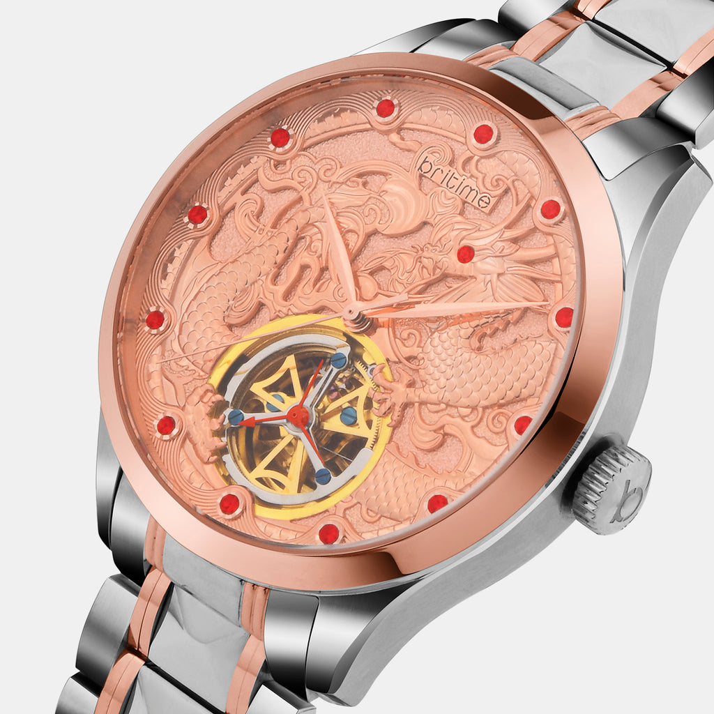 Men Automatic Rose Gold Dial Analog Metal Watch 359-M10705