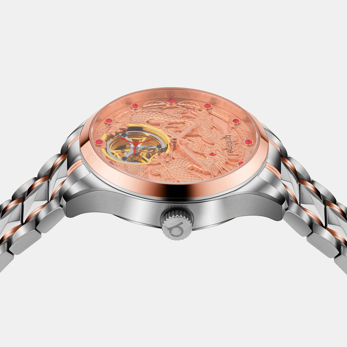 Men Automatic Rose Gold Dial Analog Metal Watch 359-M10705