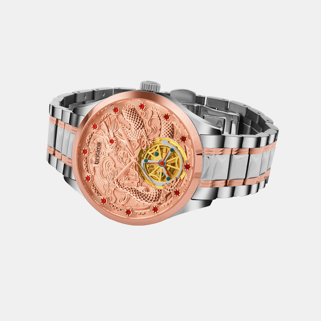 Men Automatic Rose Gold Dial Analog Metal Watch 359-M10705